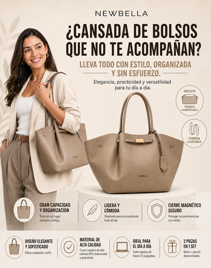 👜✨ BOLSO NEWBELLA | MÁXIMA CAPACIDAD | ELEGANCIA Y ORGANIZACIÓN TODO EL DÍA 🤎