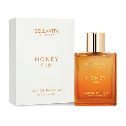 ✨ BellaVita Luxury Honey Oud Eau de Parfum 🌹 (3.4 onzas líquidas) |vainilla, bergamota, floral y picante + fabricado con aceites esenciales limpios y veganos + libre de crueldad animal |