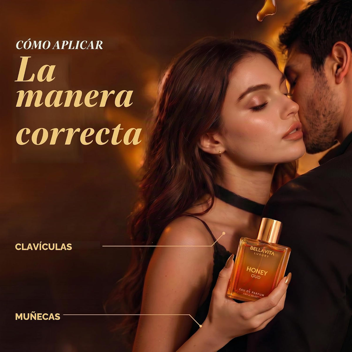 ✨ BellaVita Luxury Honey Oud Eau de Parfum 🌹 (3.4 onzas líquidas) |vainilla, bergamota, floral y picante + fabricado con aceites esenciales limpios y veganos + libre de crueldad animal |