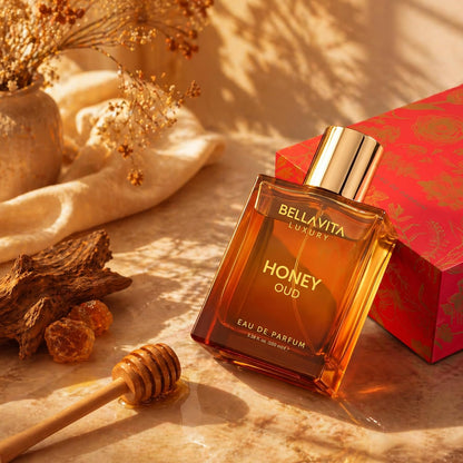 ✨ BellaVita Luxury Honey Oud Eau de Parfum 🌹 (3.4 onzas líquidas) |vainilla, bergamota, floral y picante + fabricado con aceites esenciales limpios y veganos + libre de crueldad animal |