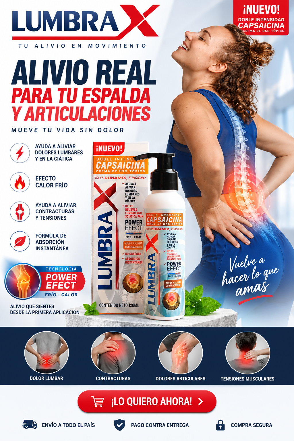 🔥 LUMBRA X®  – Crema de Doble Intensidad| Alivio Muscular y Articular con Efecto Frío-Calor