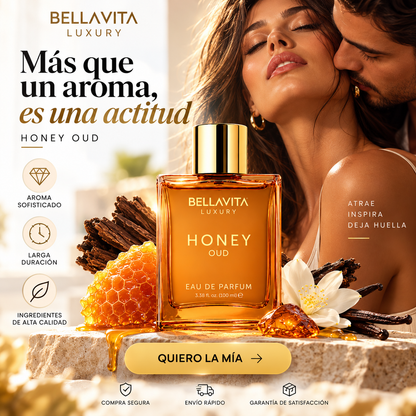 ✨ BellaVita Luxury Honey Oud Eau de Parfum 🌹 (3.4 onzas líquidas) |vainilla, bergamota, floral y picante + fabricado con aceites esenciales limpios y veganos + libre de crueldad animal |